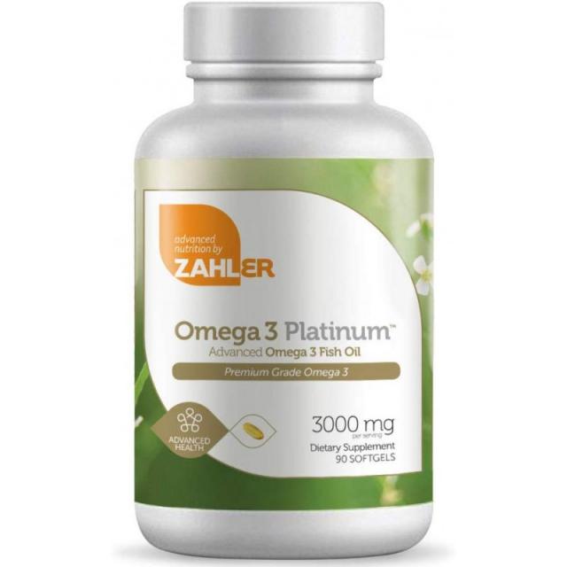 Zahler Omega 3 Platinum 3000mg Advanced Omega 3 생선 기름 보충제 비린내 뒷맛이없는 트림없는 소프, 1, 단일상품