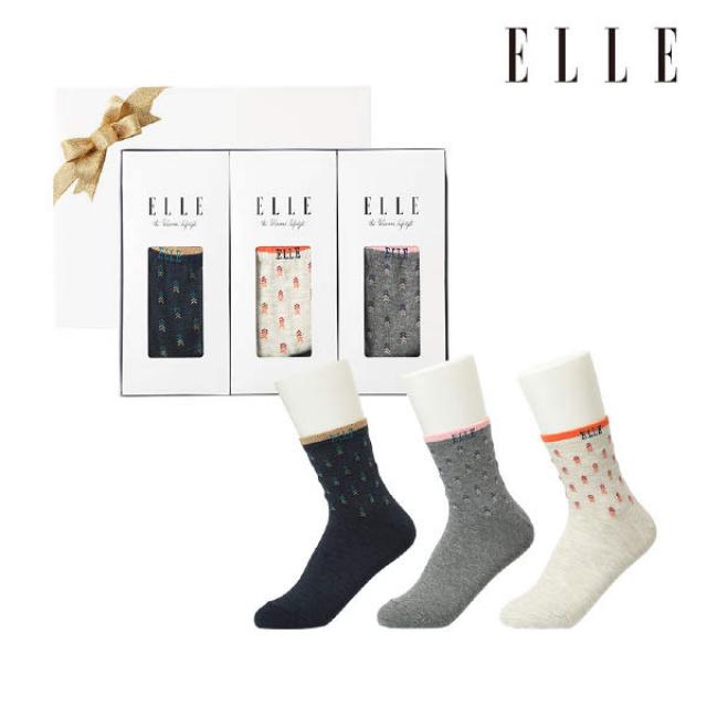 [현대백화점]ELLE양말 숙녀 화살도트 중목 3족 선물세트 EE12653_3