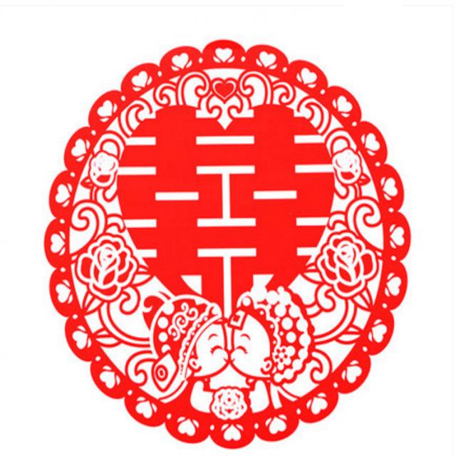 유리창스티커 줍다 아름답다 결혼 경축함 사용 희자 정전기 신혼집 장식 겹경사다 꽃 자르는 지희 문 3483427609, 28*28 CM