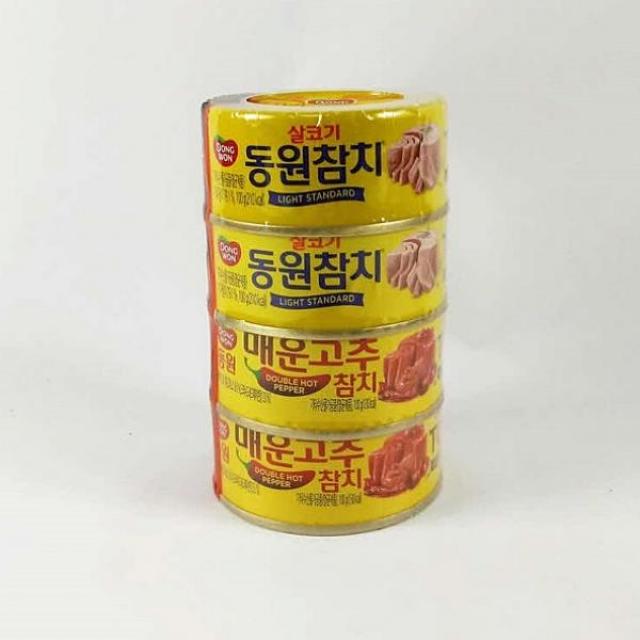 도매플레이스 동원 참치 살코기+매운고추 100g 2+2 X 20 고추 야채 가미참치통조림, 1