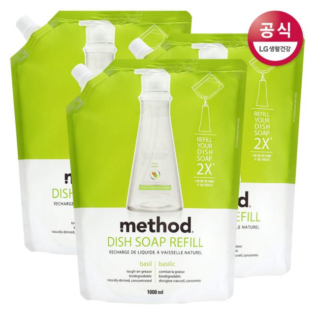 메소드 주방세제 바질향, 1L, 3개