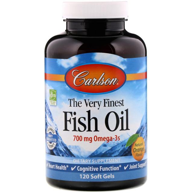 칼슨 랩 Carlson Labs 베리 파이니스트 피쉬 오일(Very Finest Fish Oil) 천연 오렌지 맛 소프트젤 120 + 30 알, 150개, 1개