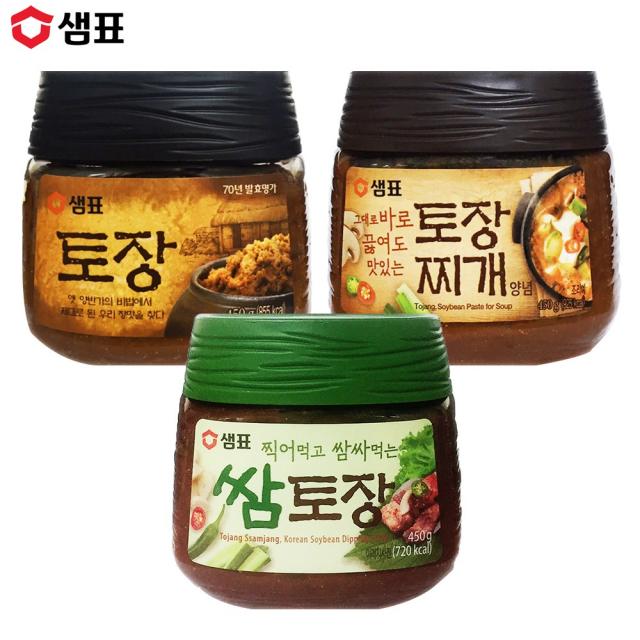 예이니식품 샘표 토장+토장찌개양념+쌈토장 인기3종 각1개씩 세트(총3개x450g), 3개, 450g