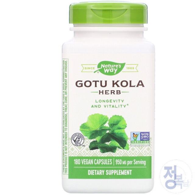 네이쳐스웨이 네이쳐스 웨이 고투콜라 허브 950mg 180개입 Nature's Way Gotu Kola Herb, 3개묶음(10%할인), 1개