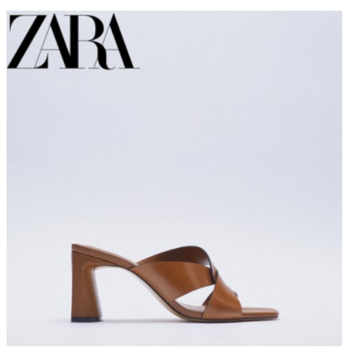 ZARA 자라 레더 통굽 뮬블로퍼 힐