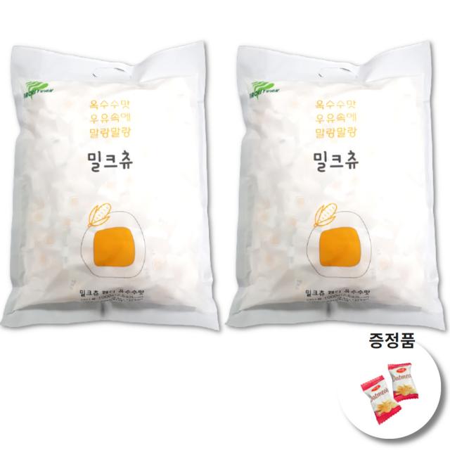 하오리위안 밀크츄 (옥수수향 1kg 대용량) 2봉 + 오트밀미니바이트 2개, 1kg, 2개