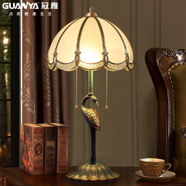 엔틱 스탠드 High-end retro copper American bedroom bedside table lamp fairy crane luxury villa living room pick-up coppe-644344296919, (5x2) 타일 3 색 빛당겨 와이어 스위치