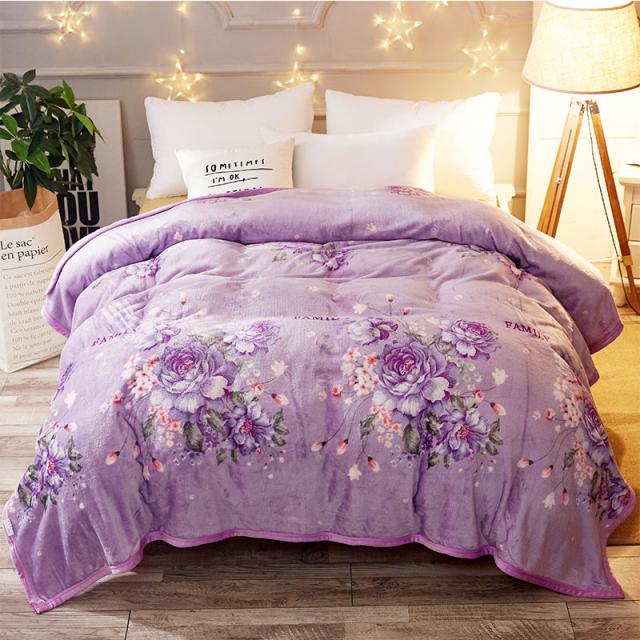 무릎담요 산호 모직 담요 침대매트리스 깔기침대 두꺼운 보온 침대시트 기모 겨울용 작은이불 한벌 플란넬, C11-바이올렛