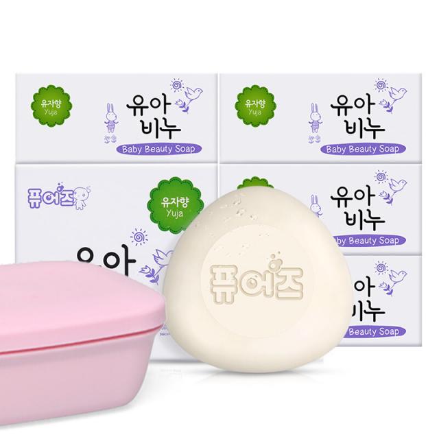 표리& 푸얼스 수입 영 · 유아 세안비누 임산부 전용 세안비누 100g*5 온화한 유자향 (비누합 + 물거품망), 상세페이지 참조
