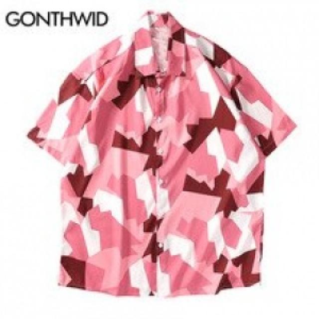  해외 남성상의 Gonthwid Camo Camouflage Hawaiia