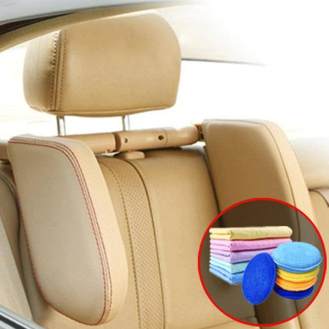 아이맥스 자동차용품 카슬립 헤드레스트 차량용목쿠션 목받침 카 슬리핑, 02_베이지(박음질-레드)_증정품(왁싱패드 or 스포츠타월)