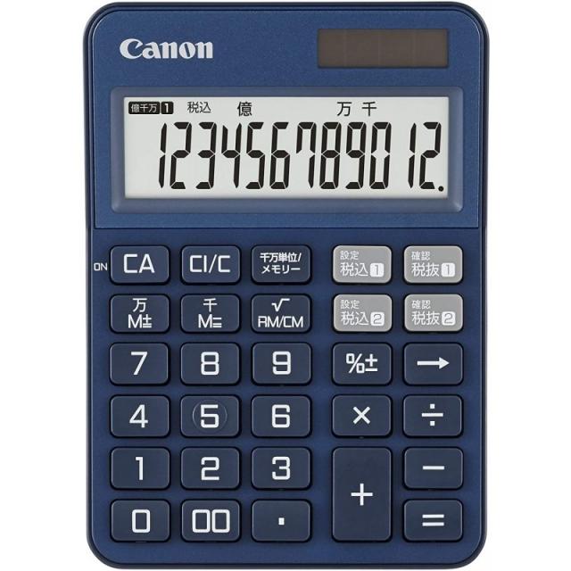 캐논 계산기 12 자리 미니 탁상 사이즈 다채로운 계산기 두 가지 세율 설정 지원 항균 KS-125WUC-BL 블루, 단일상품