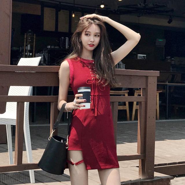 위파인더 여름 chic항맛 스트리트풍 해변 휴가 불규칙 소심기 섹시 슬림 원피스 8395