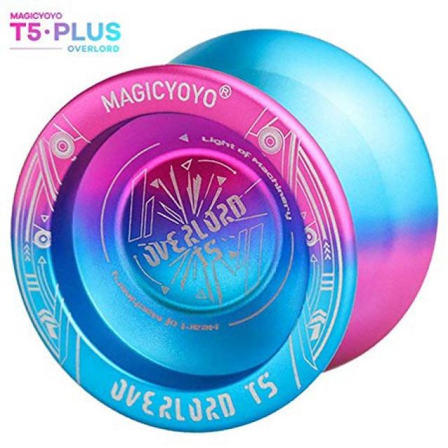 YOSTAR Yoyo Professional MAGICYOYO T5 Plus 대 군주 무응답 요요 공 스페셜 쿨 로고 안정적이고 내구, 블루  핑크