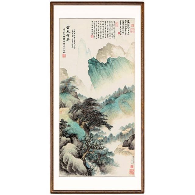 신 중국식 현관 인테리림 복도 통로 세로판 그림을 걸다 거실 국화 산수화 기함 재물을 모으다 뮤럴, 구름시계기.쟁-행복이몰려들다수입-브라질알프스프라자축하화