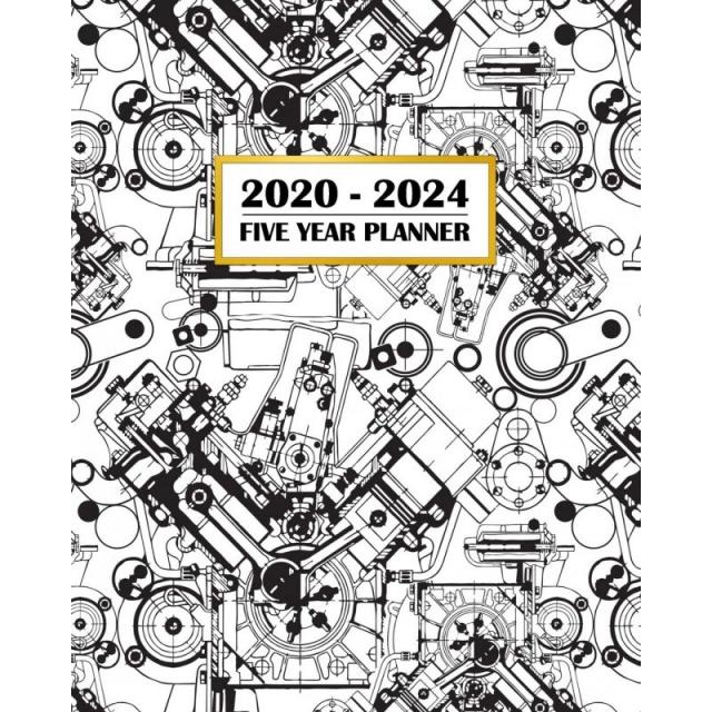 2020-2024 5년 계획자: 오토 튜너 레이서 기어헤드 정비사 자동차 애호가 60개월 달력 및 로그북을 위한, 단일옵션, 단일옵션