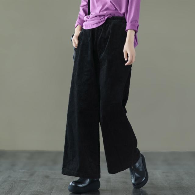 정원 미의 가을스타일 복고등 코르덴 여자 바지 밴딩웨스트 일자바지 와이드 루즈핏 슬림핏 와이드팬츠 긴바지