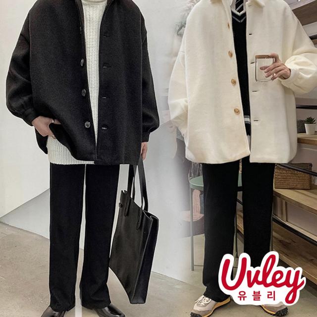 유블리 남성 모직 박시핏 도톰 남방 ~ 빅사이즈 오버핏 루즈핏 스트릿패션 두꺼운 겨울 셔츠 코트 데일리룩 남친룩(UV216107WD)