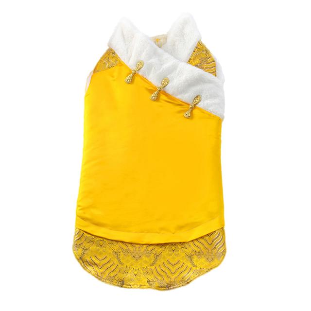 Jan.29 45번 애견 옷 대형견 당복 금모 새해인사고양이 추동 사모에가 두꺼운 패딩Z, 한림 은 소주 가 노 랗 고 두껍다.