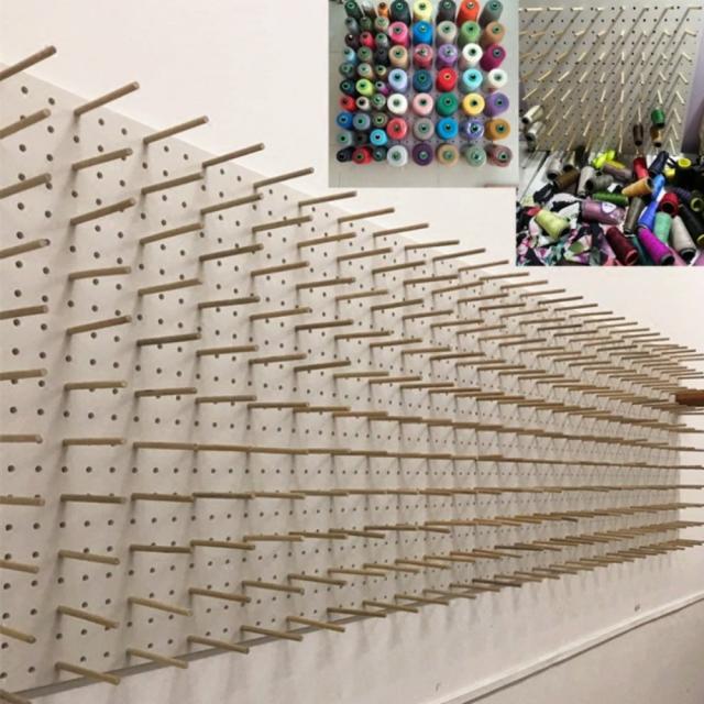 벽걸이 실패꽂이 실패걸이 미싱방정리 실 정리대 수납 선반 공방, 일층cm, 블랙 605x290 (나무 끝 50개 매치)