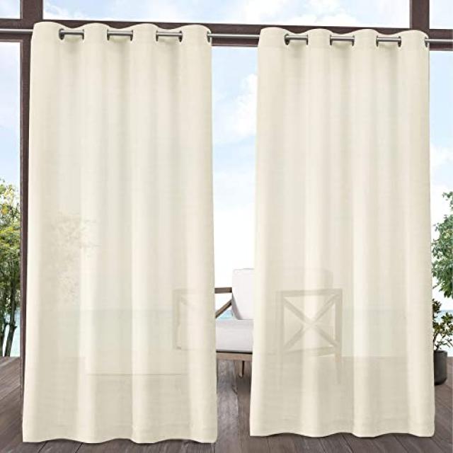 EOM 독점적 인 홈 커튼 Miami Sheer Textured Indoor Outdoor Grommet Top [54x108- Ivory] - E0051082XMBCXY2, 54x108- Ivory