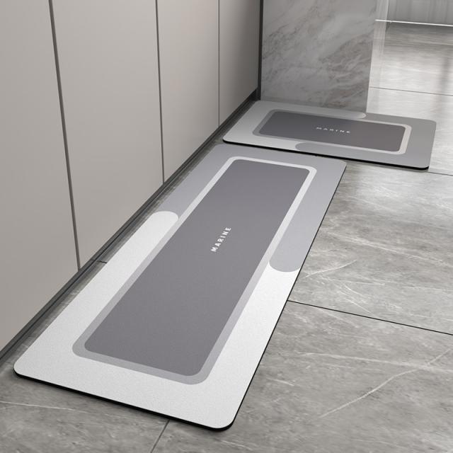 직매 주방 바닥 깔개 밟다 깔개 흡수 흡유 미끄럼 방지 더러움 방지 방수 깔개 긴 주방 카펫, 칠색 가죽 주방 매트리스 - 모란디 사각형 연회색