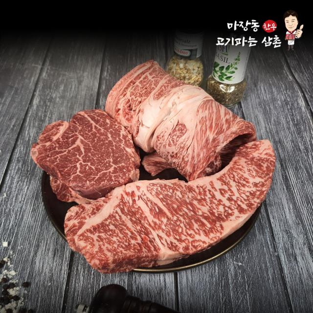 마장동 1++ 한우 모듬세트 등심 안심 채끝살 600g 구이 소고기 정육