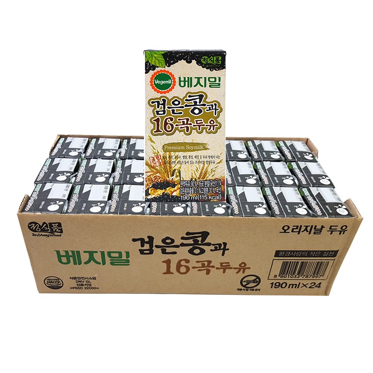 JF97B 검은콩과 16곡 두유 190ml 24입 베지밀, 190ml, 24개