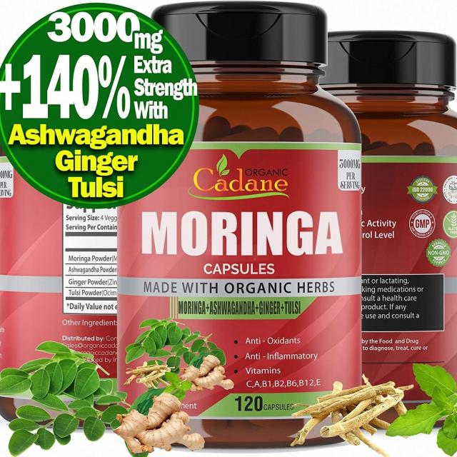 organic Moringa powder면역 항산화 다이어트 오가닉 모링가 파우더 캡슐 3000mg 120정, 1병, 120캡슐