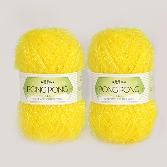 [앵콜스] (10+1/사은품)퐁퐁수세미실(2볼세트) 수세미실 뜨개실 털실 부엌소품, 02 노랑(2볼묶음)