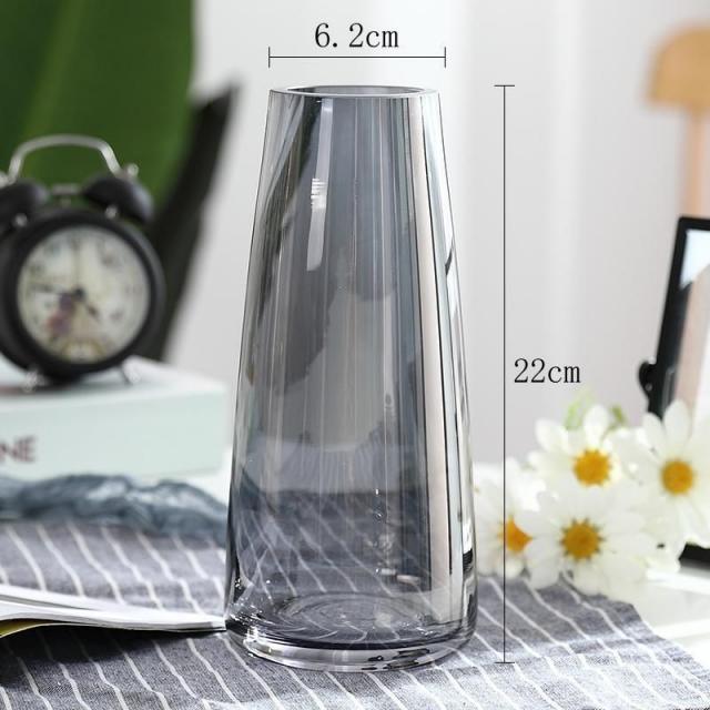 유리화병 유러피안 데미지 투명 부귀죽을 물에 불리다 로즈 생화 노르딕 응접실이 있다 꽃꽂이 수반 4252921002, 레인보우 타입 (그레이 )