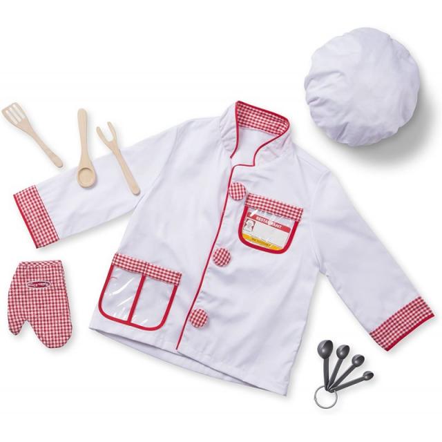 Melissa And Doug 96021 Chef Role Play 코스튬 드레스 사실적인 액세서리로 좌절감없는 포장 여러 가지