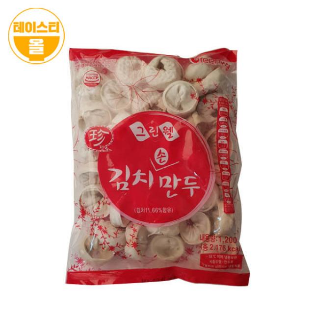 그린웰 김치손만두 1.2kg /간식/떡국/만두국, 1팩