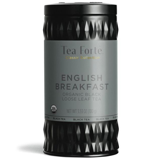 차 Forté 유기농 홍차 ENGLISH BREAKFAST 100.1g 루스 리프 티 용기 Loose Tea Canister English Breakfast Tea Forté, 1set