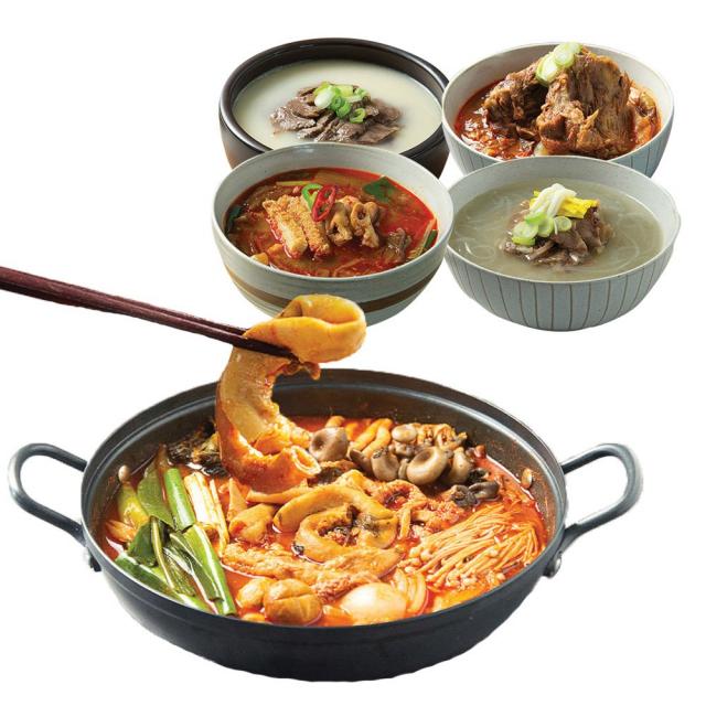 농가의아침 달인 즉석 냉동 국 탕 찌개 사골 곰탕 곰국 육수 국물 농축액 종류 소머리국밥 육개장 설렁탕 내장탕 뼈해장국 왕 소 갈비탕 도가니탕 5팩, 달인5대탕(내장탕+뼈해장국+설렁탕+소머리국밥+육개장))