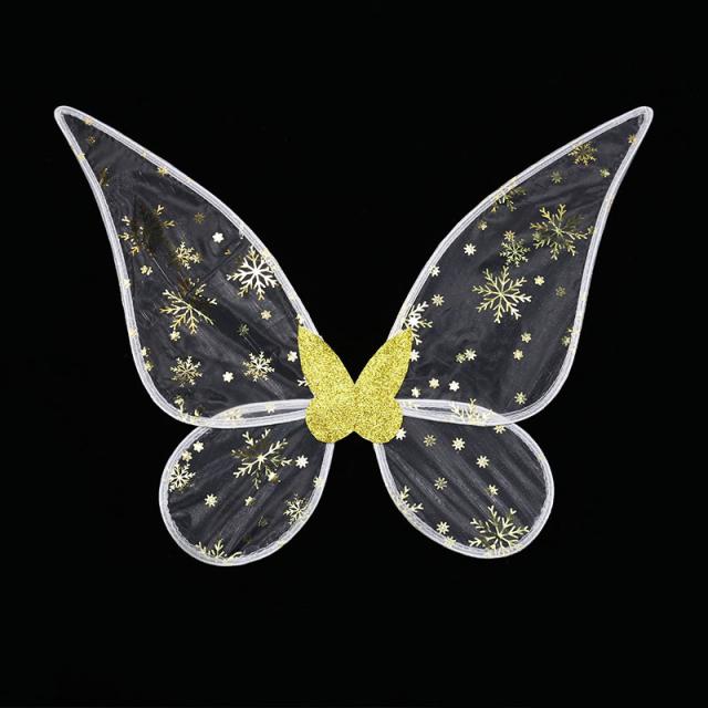 자림 신상 파티 메이크업 의상 아이템 눈꽃정령 날개 접기 가능, 스몰 사이즈 포장 사이즈 25x49cm, 금빛 트럼펫 눈꽃 날개를 데우다