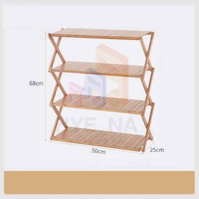 캠핑 우드선반 3단 4단 5단 폐쇄형 원목 우드쉘프 장식 화분 신발 소품 테이블 접이식 정리대, 1개, 4단50cm