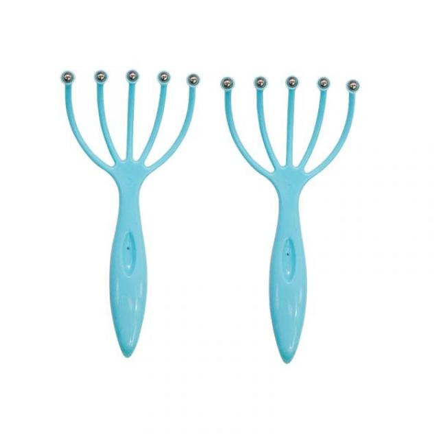 앞뒤가능 마사지건 두피가려울때 셀프마사지도구 시원한마사지 두피샴푸브러쉬 탈모에도움되는 두피각질제거하기 부모님마사지해주기 두피마사지기 문어발 공부하다사용하는 조용한 셀프로근육풀기, 단일사이즈, 5섹션 블루두개