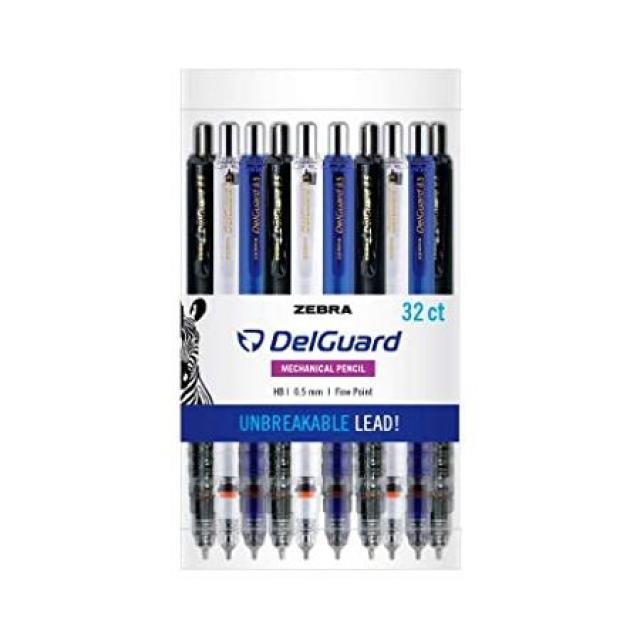 Zebra Pen DelGuard Mechanical Pencil with Bonus Lead Refill Fine Point 0.5mm Point Size Standard, White Barrel_One Size, White Barrel_One Size, White Barrel