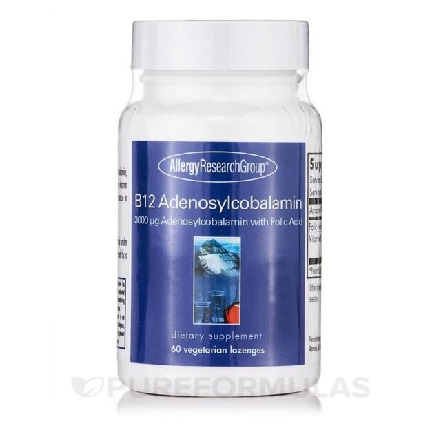 Allergy Research Group 엽산 + 비타민B12 아데노실코발라민 3000mcg 60정 악성빈혈 브레인포그, 1mg, 2개