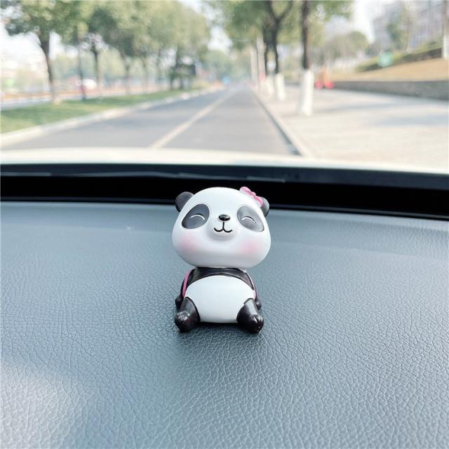 창의력 장식품 귀엽다 쳐다보다 카우보이 차 안 액세서리 차량 적재 제어대 장식 용품 대전, 1 건, 귀여운 판다. - 판다 장식물에 흔적 없는 풀.