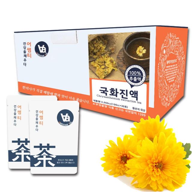 어썸티 국산 국화 감국 차 진액 즙 엑기스 100ml x 30개입, 1박스