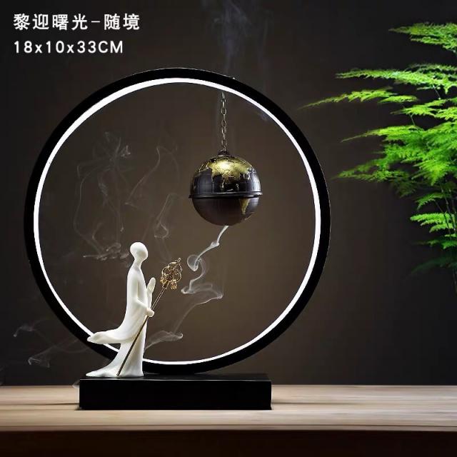 물의 정취 침향 하 다 거꾸로 향기 로 창의 적 인 장식품 대 용량 가정용 침실 도자기 반 향좌 단향 로 훈제 향로 세트 [인기 판매 대금] 여 환영 서광 (아 향) 따라 경