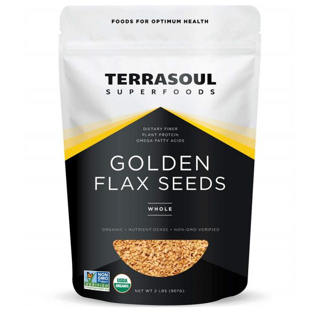 테라소울 Terrasoul Superfoods Organic Golden Flax Seeds 슈퍼푸드 오가닉 골든 아마씨 32oz (907g), 1팩, 907g