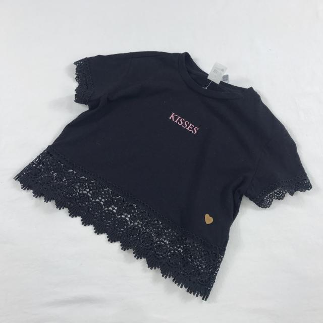 크롭티 8-16나이여자 풀오버 글자 짧은소매 병접연결 오일 꽃봉오리 t숏티셔츠 상의