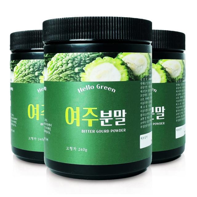 핼로우그린 국내산 햇 여주 분말 가루 240g 건여주 고과, 240gx3통