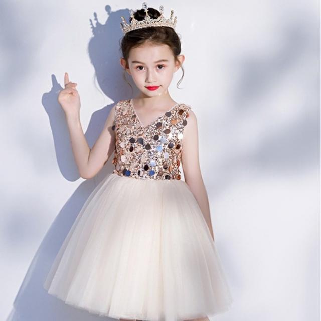 리리코스타일 [리리코]여아 드레스 유아 주니어 여아 서양식 공주 치마 소녀 결혼식 호스트 피아노 공연 연주회 옷 어린이 스커트 2020 새로운 골드 페티 패션쇼 쇼 이브닝