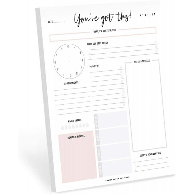 블리스 컬렉션 데일리 플래너 티어 오프 패드 50 개 미 개간 시트 데스크 메모장 동기 부여 데일리 캘, 단일상품