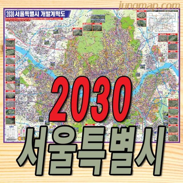 2030년 서울특별시 개발계획도 소 중 대 서울개발지도 서울지도 대형210x150롤스크린형 천재질 