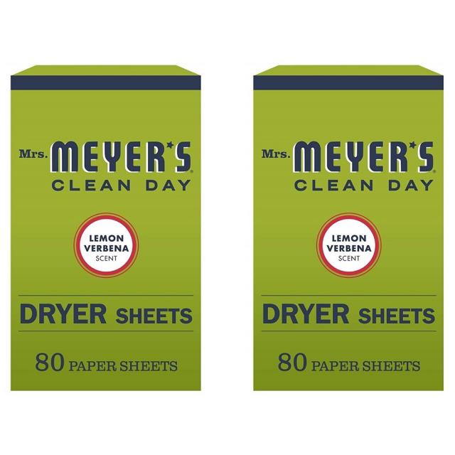 미세스 메이어스 드라이 시트 80매 2팩 레몬 베르베나 클린 데이 Mrs. Meyer's Clean Day Dryer Sheets Lemon Verbena Scent 80 count, 1set